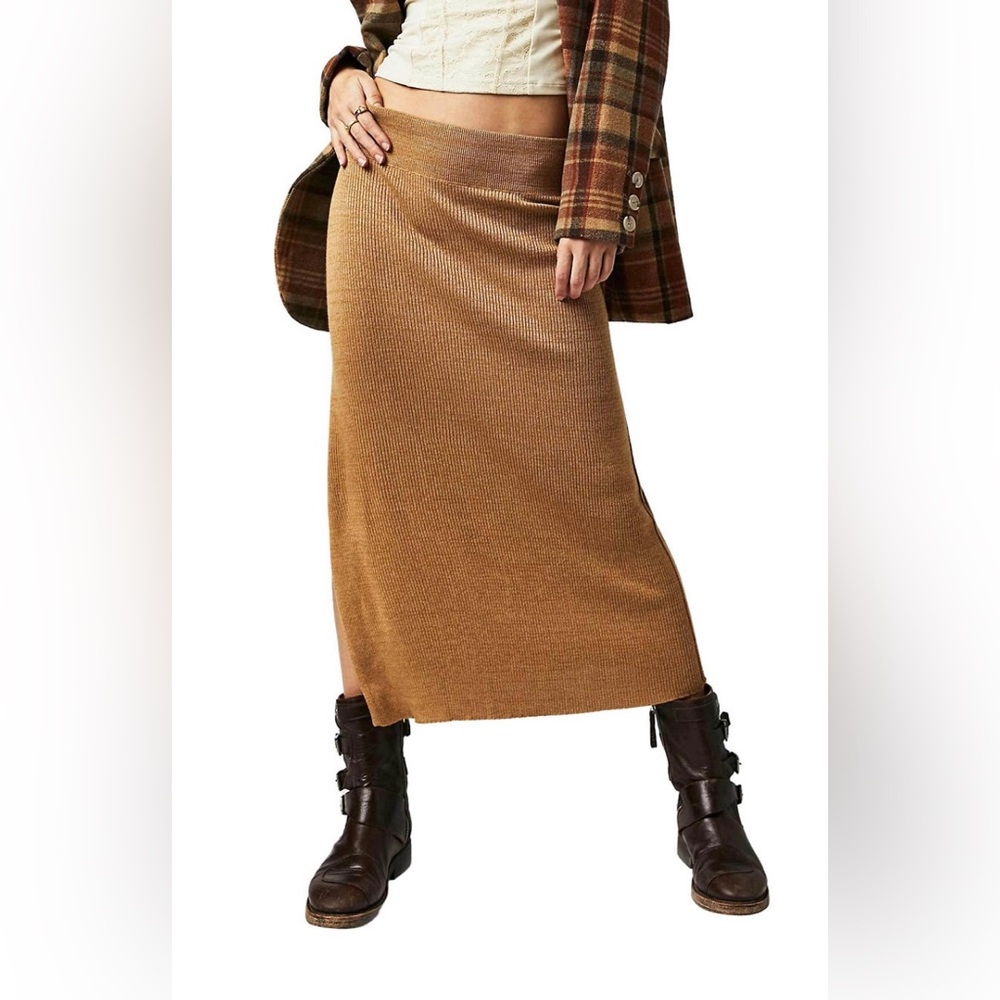 Free People Golden Hour Midi Skirt ✨ Apple Pie Combo Size S | viscose neutral - Picture 6 of 14